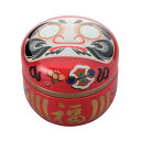 【茶筒・鈴子 だるま/赤(φ86mm×高さ84mm)】【内容量80g用】【印刷缶】【ツマミ無し】