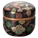 【茶筒・鈴子 玉織/黒(φ86mm×高さ84mm)】【内容量80g用】【印刷缶】【ツマミ無し】