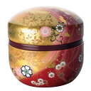 【茶筒/保存缶 鈴子 花吹雪/赤(φ86mm×高さ84mm)】【内容量80g用】【印刷缶】【ツマミ無し】
