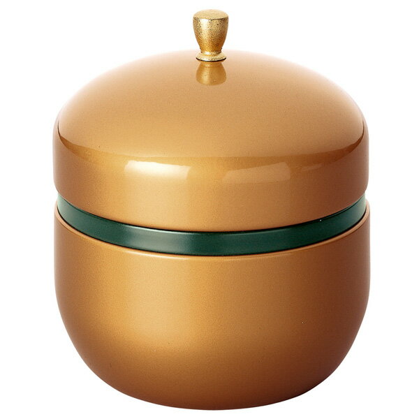 在庫限り！無くなり次第、販売終了【茶筒/保存缶　鈴子　塗り/金(φ86mm×高さ97mm)】【内容量80g用】【塗装缶】【ツマミ付き】