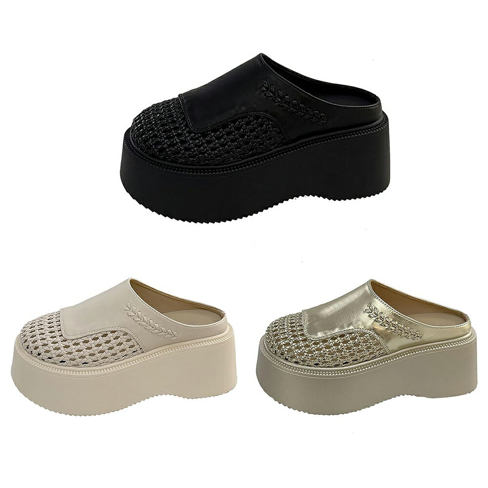 ミュール 厚底 サンダル レディース かかとなし スリッポン メッシュ 軽量 7CMヒール スリッパ 滑り止め 痛くない おしゃれ 歩きやすい 蒸れない 22.5cm-25.0cm