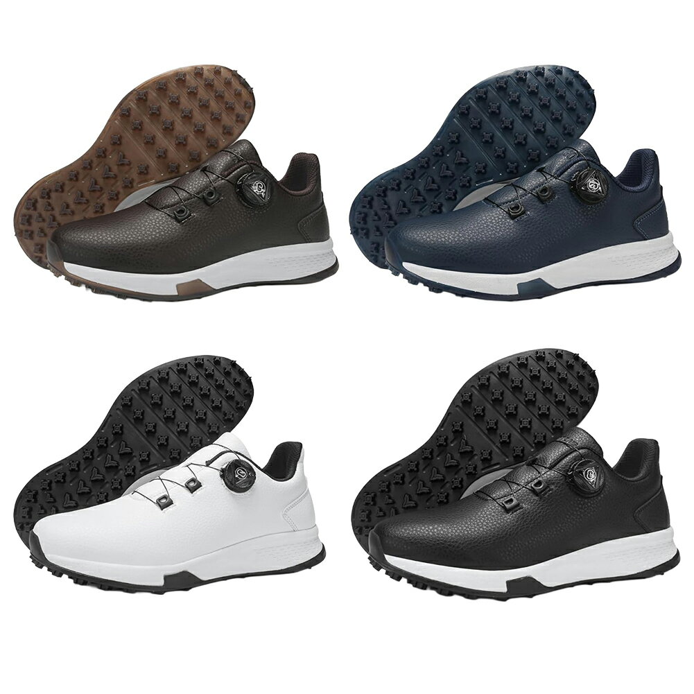 白 黒 ゴルフシューズ スパイクレス メンズ レディース ゴルフトレーニングシューズ ダイヤル式 大きいサイズ 防水 軽量 人気 スニーカー レザー 滑り止め 幅広 練習靴 プロ おしゃれ カジュアル スポーツ 23.0cm-29.0cm