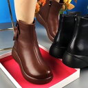 レディースショートブーツ 厚底 チェルシーブーツ アンクルブーツ レディース ブーツ PUレザー 快適 カジュアル ファッション 大きいサイズ 防水 女性の靴 通勤 22.5cm-25.0cm