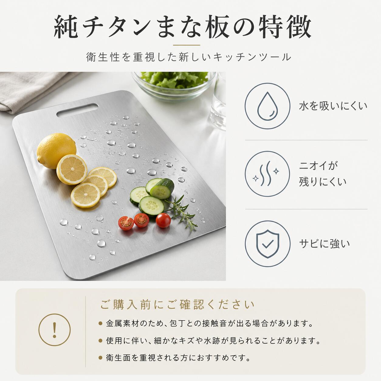 まな板 純チタン 99.9％抗菌 衛生的 高級 両面使用 まな板 食器洗い機対応 軽量 水で洗い流すだけ レジャー チタン スリム 防臭 調理器具 臭い移りなし バーベキュー 屋外調理 キャンプ キッチン用 肉 野菜 果物 生地用 sugurushopno2-10002130 SUGURU商事 2号店 サンプル画像3