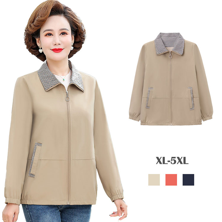 レディース 婦人服 ジャケット コート アウター 羽織 長袖 おばあちゃん シニアファッション 3色 祖母 お年寄り 70代 60代 50代 春秋 トップス グッズ プレゼント ギフト お誕生日 女性 高齢者 母の日 敬老の日 大きいサイズ XL-5XL カーキ ネイビー レッド