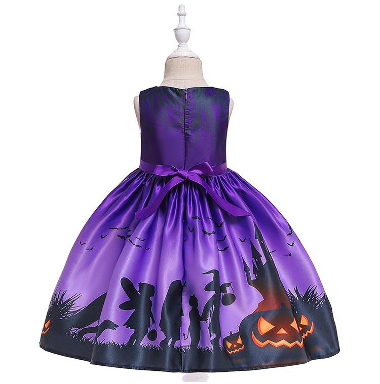 【マラソン限定最大10%OFFクーポン】ハロウィン 衣装 女の子 ワンピース ドレス キッズ 子供 魔女 魔法使い なりきり コスチューム 帽子 2点セット かわいい かぼちゃ 人気 仮装 変装 コスプレ パーティー 100 110 120 130 140 150 パープル 黒