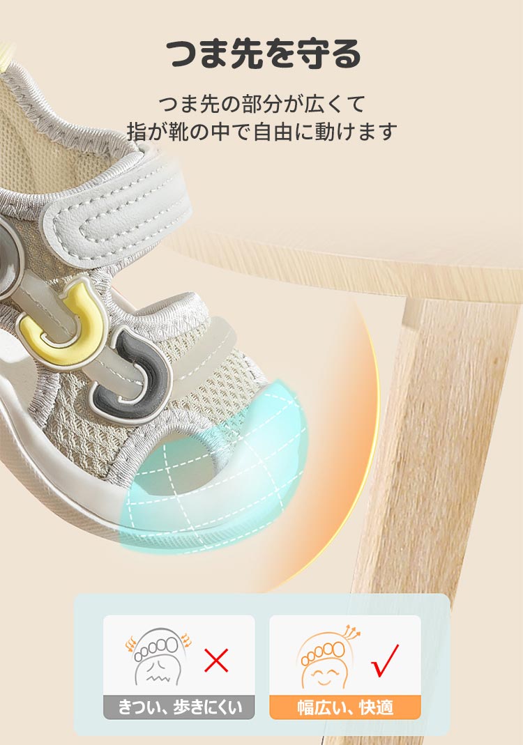 つま先を守る 通気 軽量 即出荷 歩きやすい 着脱しやすい ベビー サンダル ベビーサンダル 赤ちゃん靴 夏用 出産祝い 女の子 男の子 1歳 2歳 3 歳 ベビーシューズ 子供靴 15 5cm 幅広 15 可愛い 13 つま先ガード 面ファスナー 14 5 安全 柔らかい 12 5 サイズ調節 14
