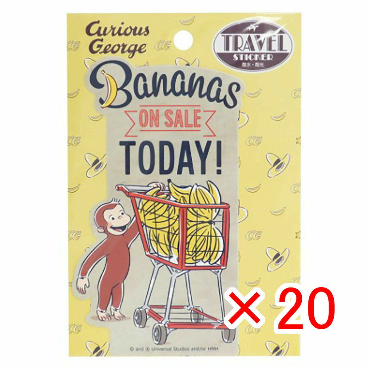 【 まとめ買い ×20個セット 】 「 ステッカー おさるのジョージ トラベル ステッカー Banana 」 【 楽天 月間MVP & 月間優良ショップ ダブル受賞店 】