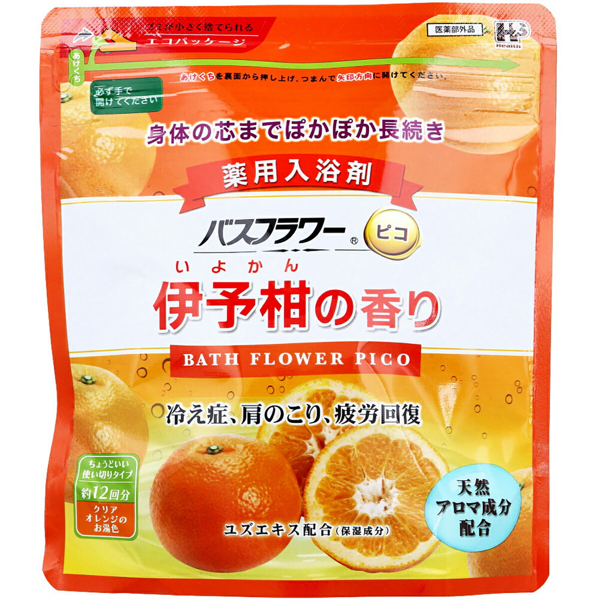 【 まとめ買い15個セット 】 バスフラワー ピコ 薬用入浴剤 伊予柑の香り スプーン付 240g 【 送料無料 】