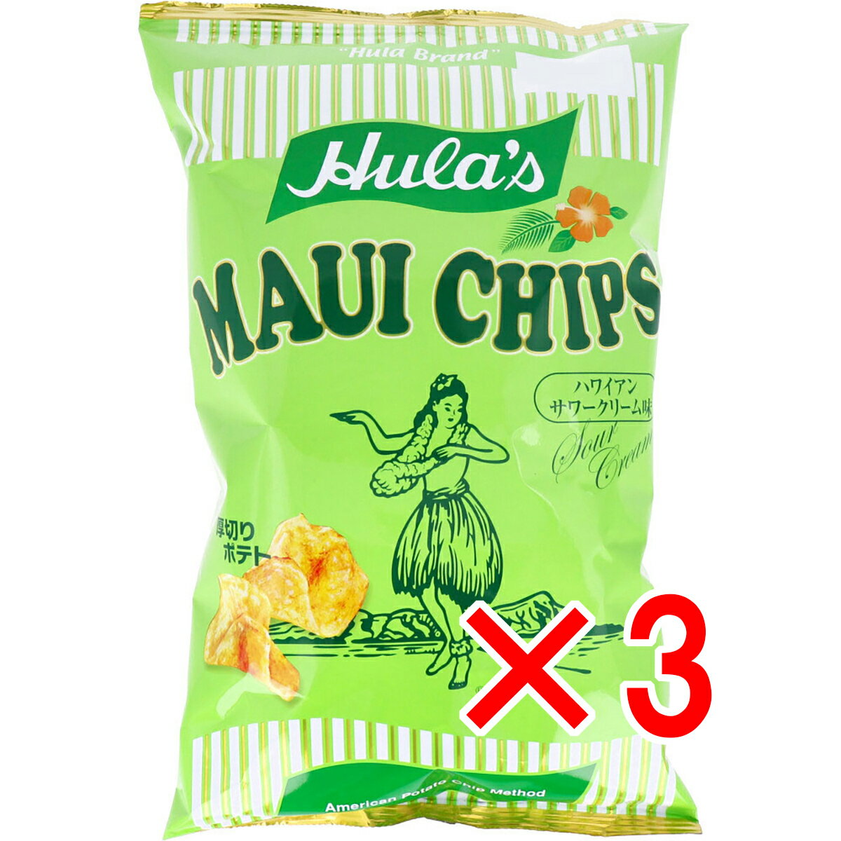【 まとめ買い3個セット 】 フラ印 マウイチップス ハワイアンサワークリーム味 140g