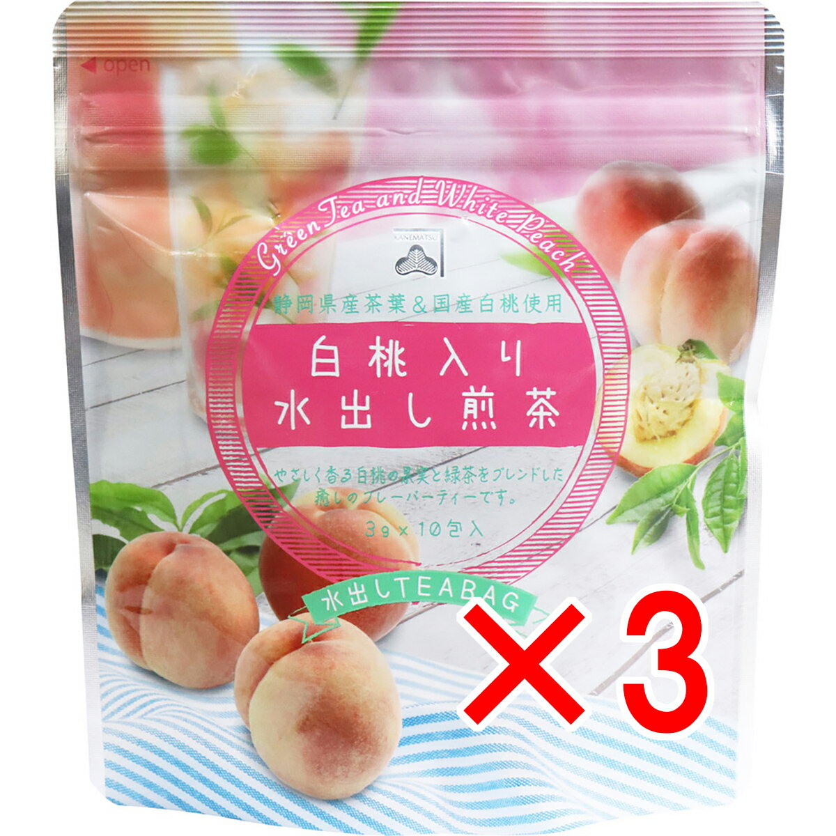 【 まとめ買い3個セット 】 白桃入り水出し煎茶 水出しティーバッグ 3g×10包入