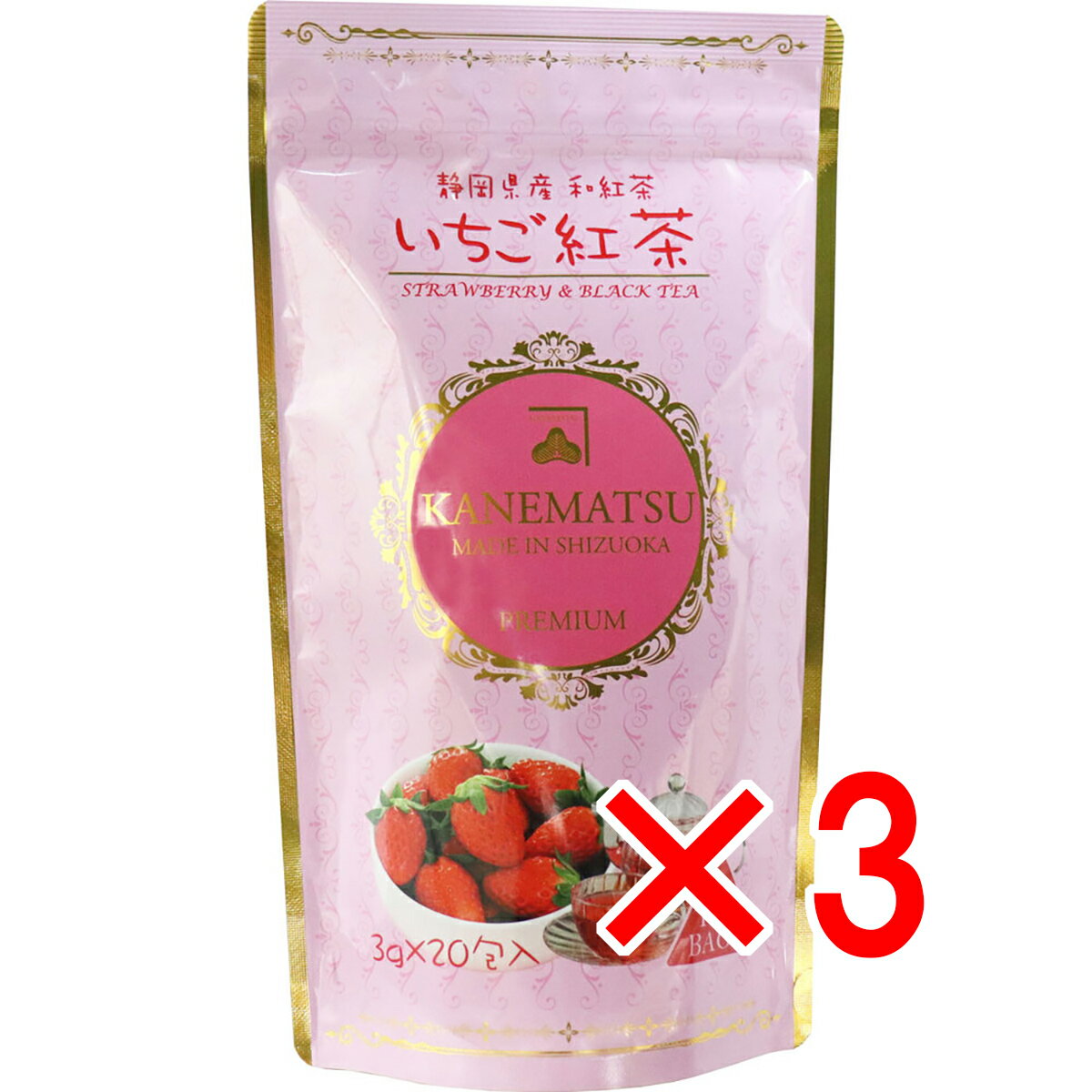【 まとめ買い3個セット 】 いちご紅茶ティーバッグ 3g×20包入
