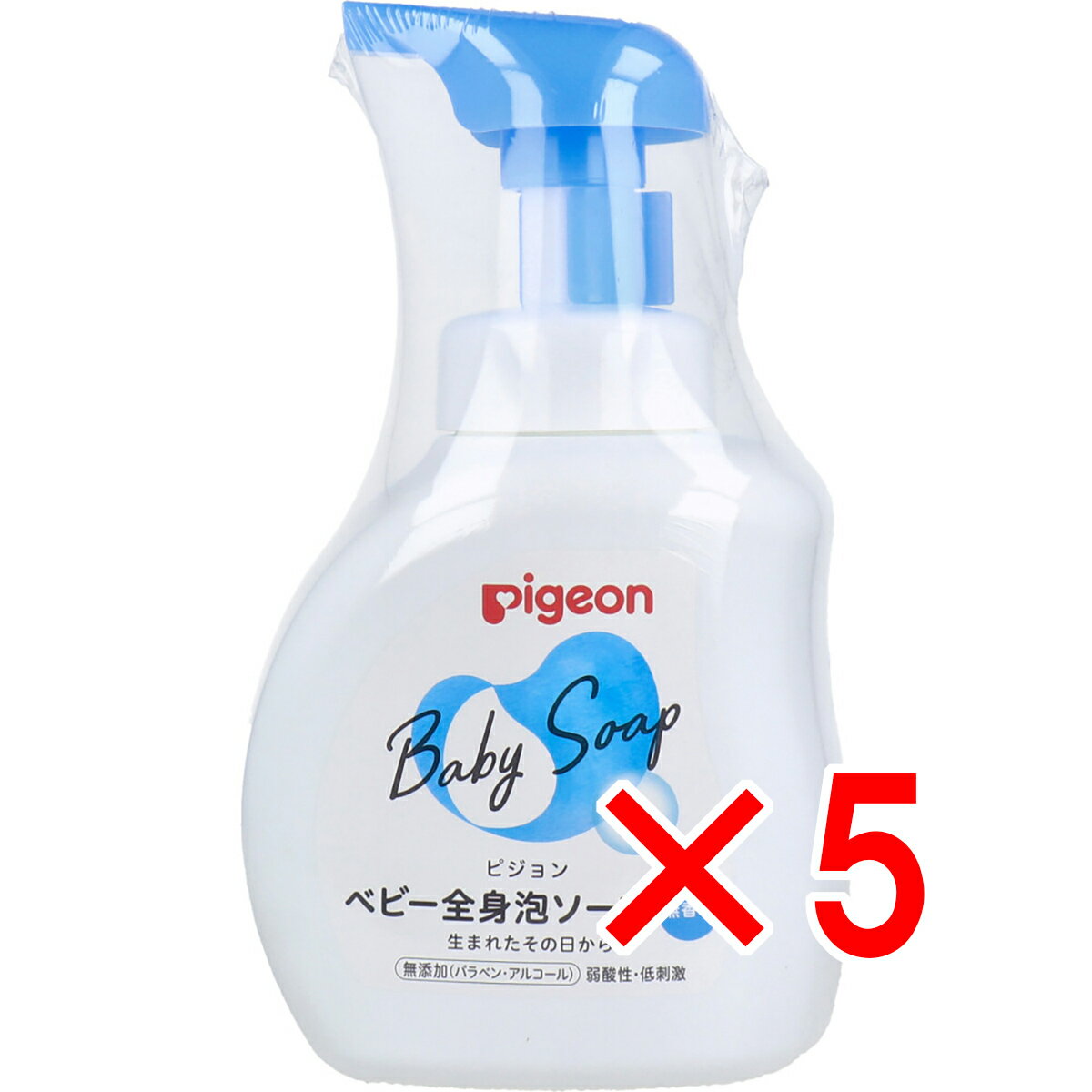 【 まとめ買い5個セット 】 ピジョン ベビー全身泡ソープ 無香料 本体 500mL