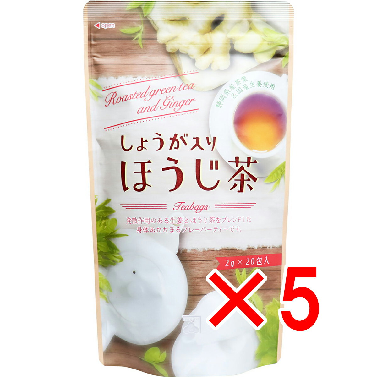 【 まとめ買い5個セット 】 しょうが入りほうじ茶 ティーバッグ 2g×20包入