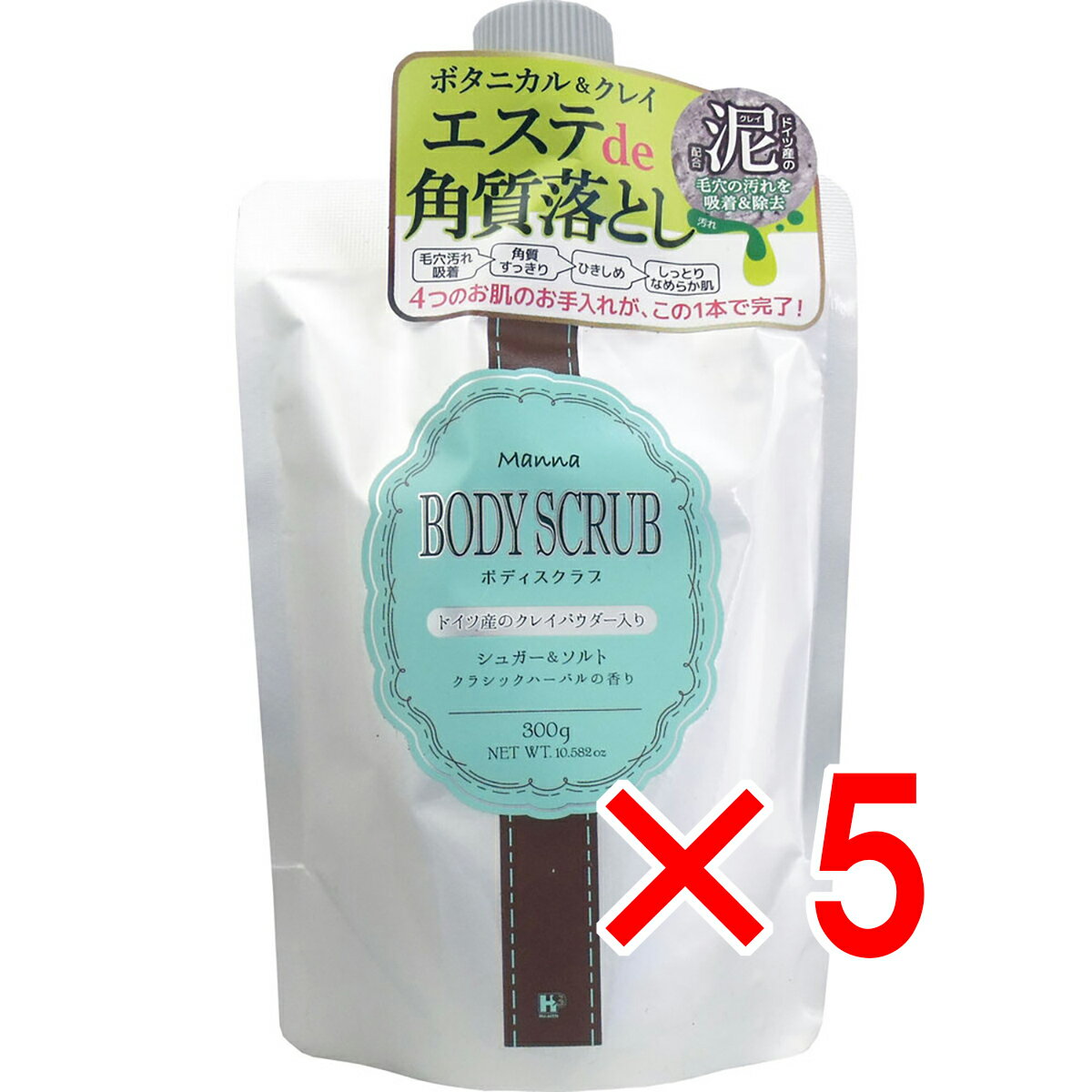 【 まとめ買い5個セット 】 マナ ボディスクラブ クラシックハーバルの香り 300g 【 送料無料 】