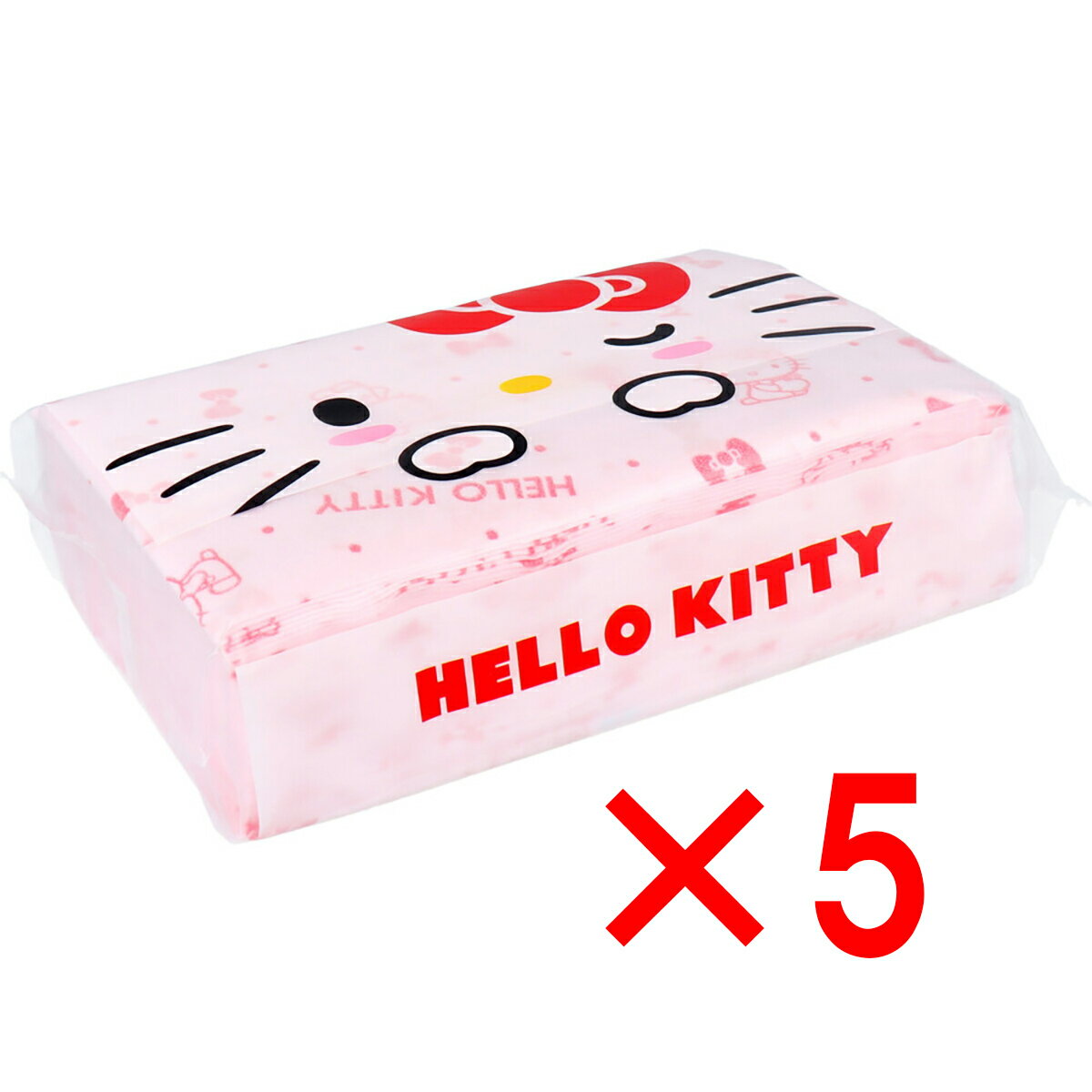 【 まとめ買い5個セット 】 ハローキティ キュートピンク 袋入ティシュ 200枚(100組) 【 送料無料 】
