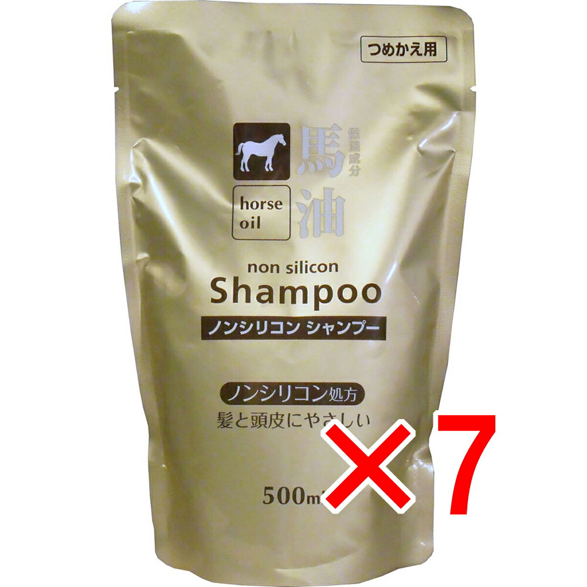 【 まとめ買い7個セット 】 馬油ノンシリコンシャンプー 詰替え用 500mL 【 送料無料 】