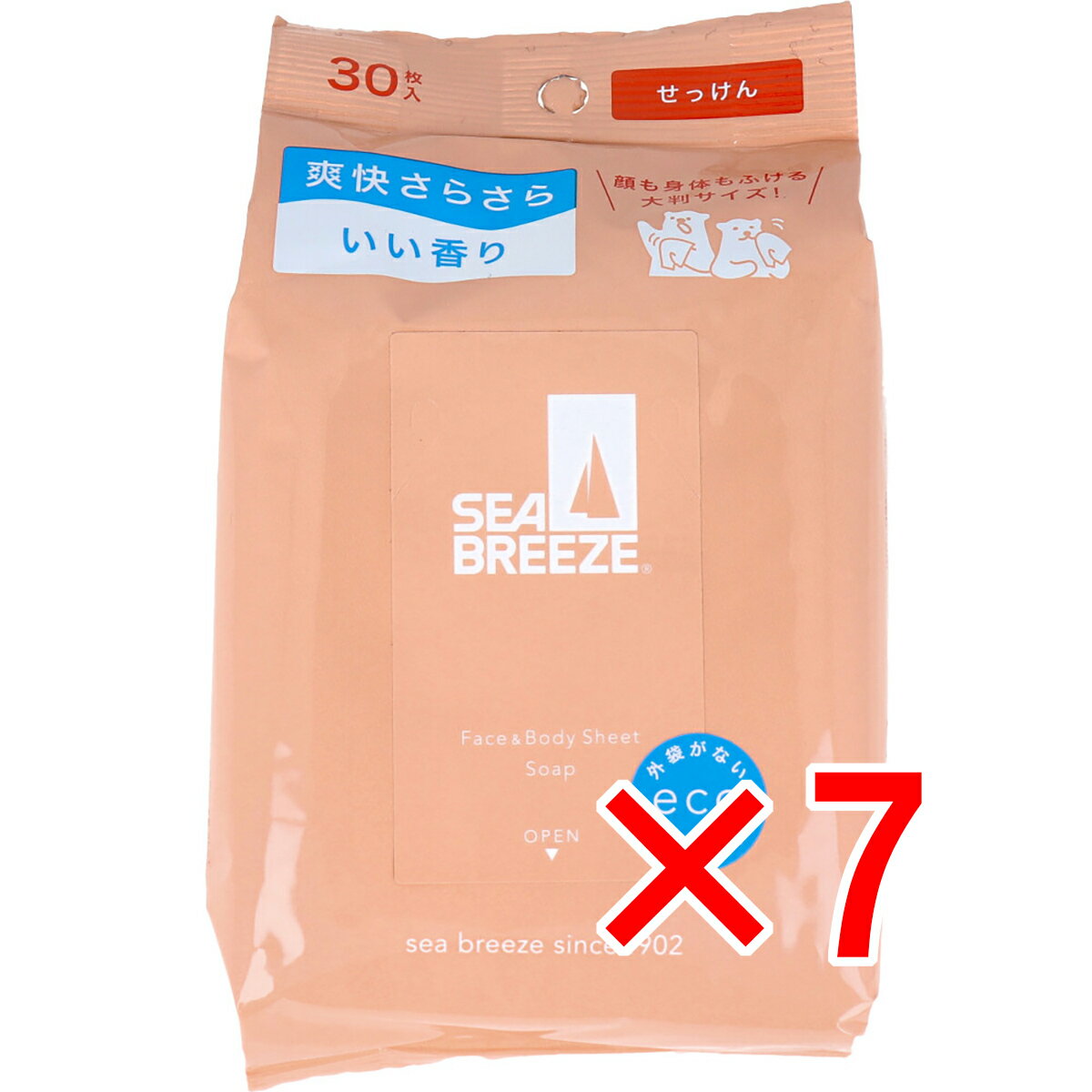 【 まとめ買い7個セット 】 シーブリーズ フェイス＆ボディシート N せっけん 30枚入