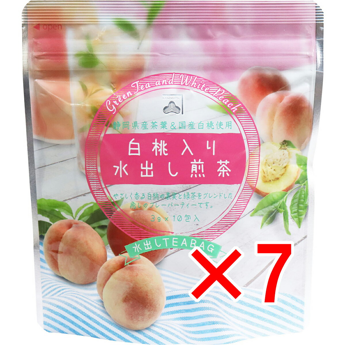 【 まとめ買い7個セット 】 白桃入り水出し煎茶 水出しティーバッグ 3g×10包入 【 送料無料 】