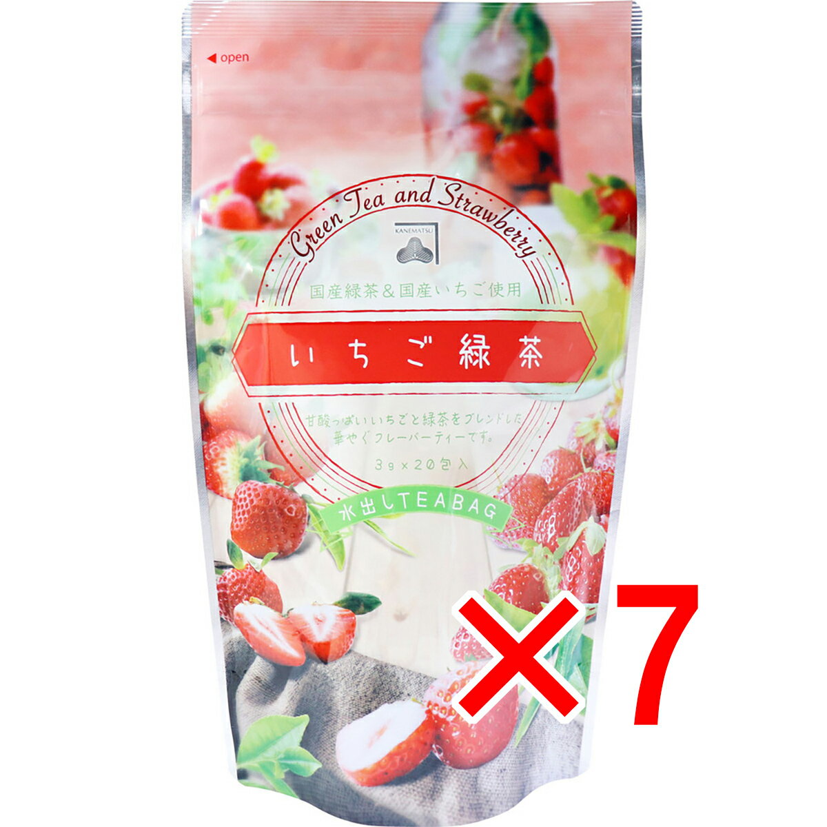 【 まとめ買い7個セット 】 いちご緑茶 水出しティーバッグ 3g×20包入