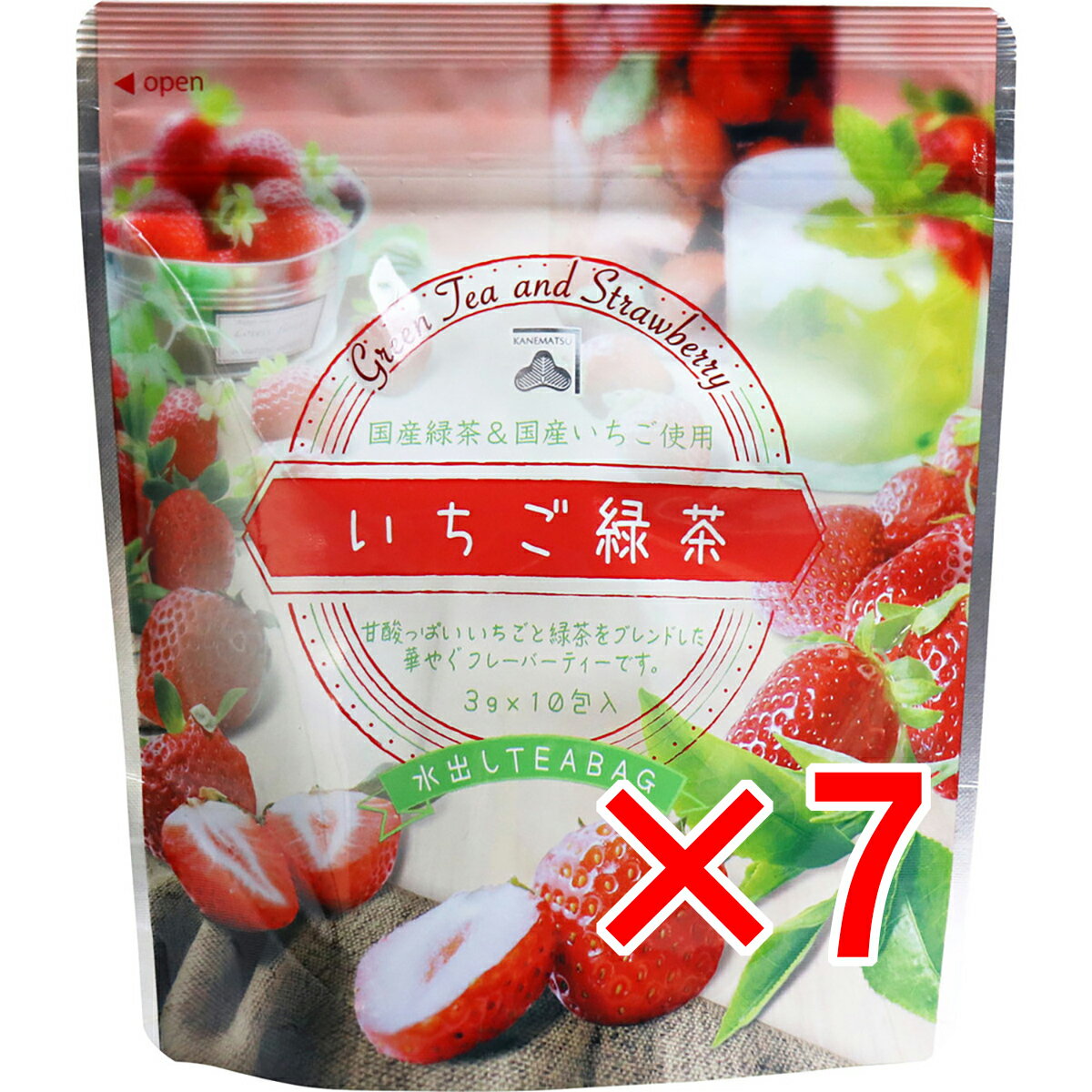 【 まとめ買い7個セット 】 いちご緑茶 水出しティーバッグ 3g×10包入