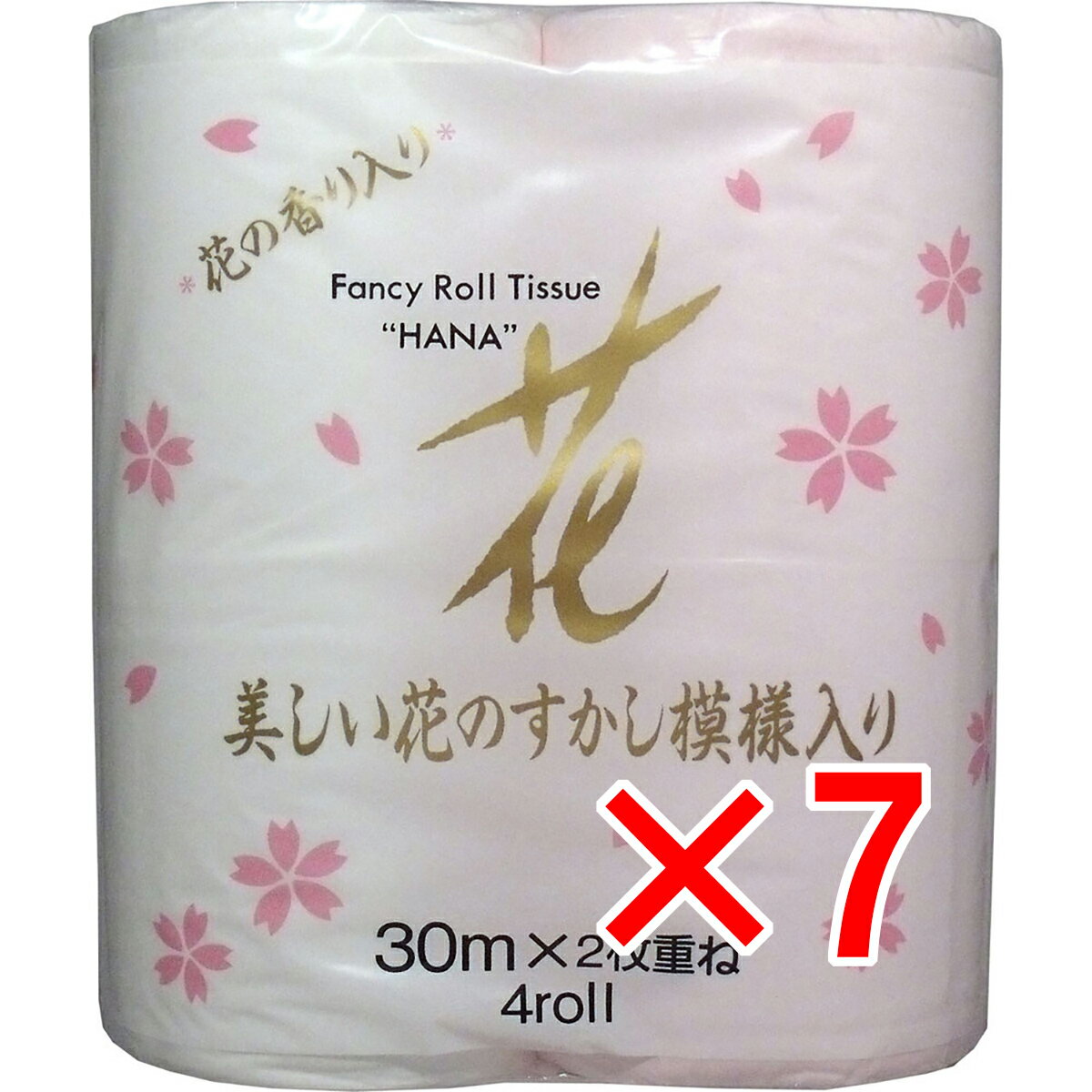 【 まとめ買い7個セット 】 花ゴールド トイレットペーパー 30m2枚重ねX4ロール入 【 送料無料 】