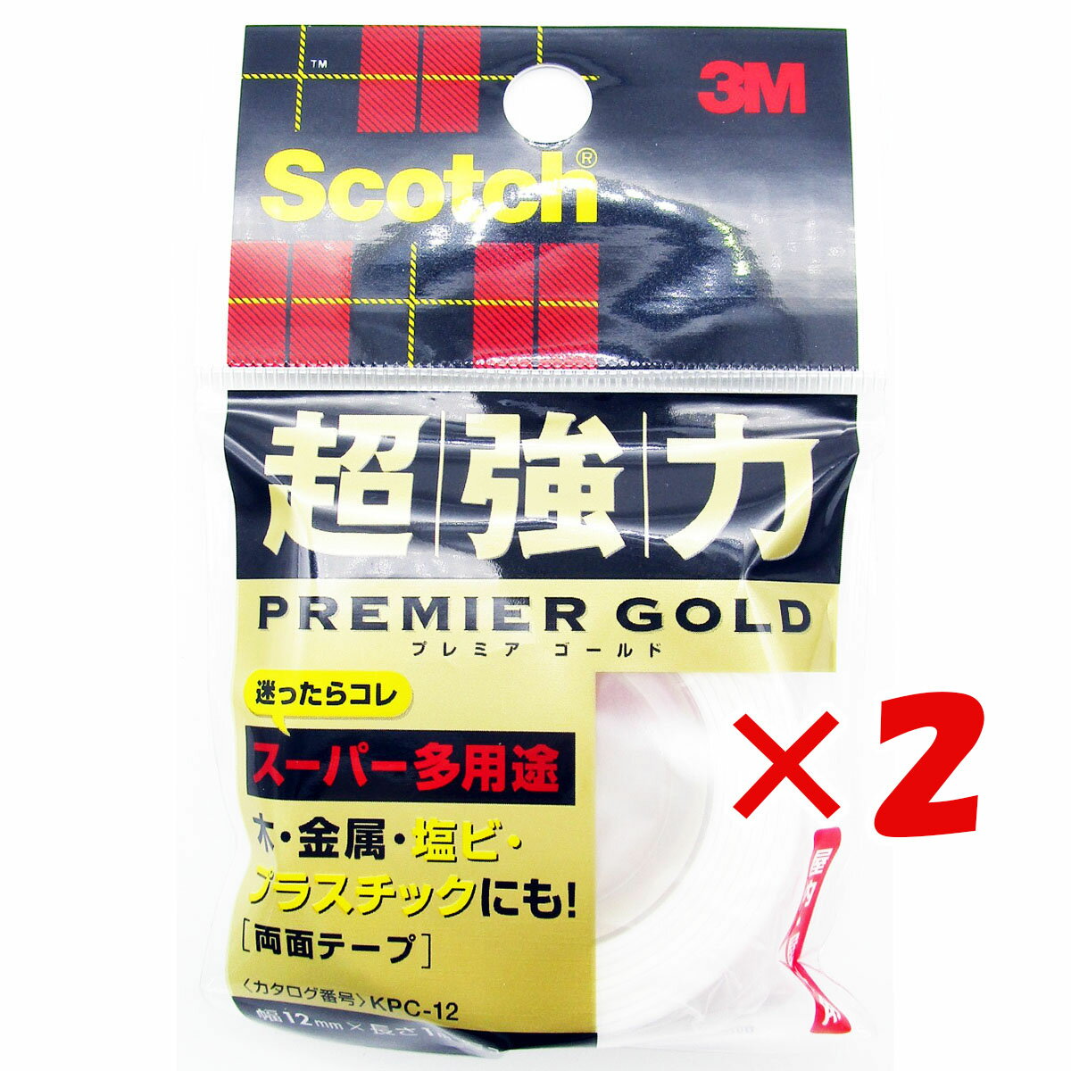 【 まとめ買い ×2個セット 】 「 スコッチ 超強力両面テープ プレミアゴールド スーパー多用途 12mm×1m 」 【 楽天 月間MVP & 月間優良ショップ ダブル受賞店 】