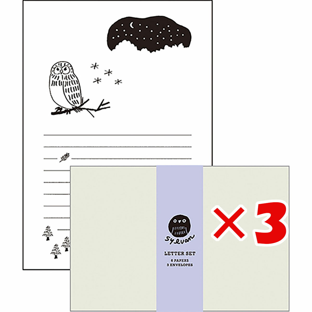 【 まとめ買い ×3個セット 】 「 エルコミューン レターセット SYLVAN LETTER SET Owl SLV-002 」 【 送料無料 】 【 楽天 ...