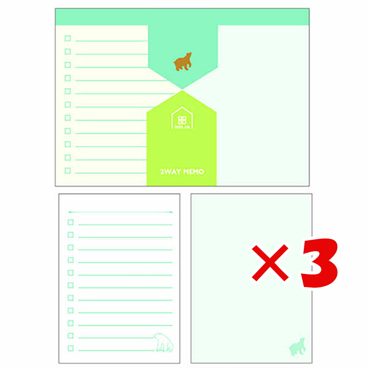 【 まとめ買い ×3個セット 】 「 クローズピン メモ みんなの文具2WAYメモ しろくま MM14641 」 【 送料無料 】 【 楽天 月間MVP & 月...