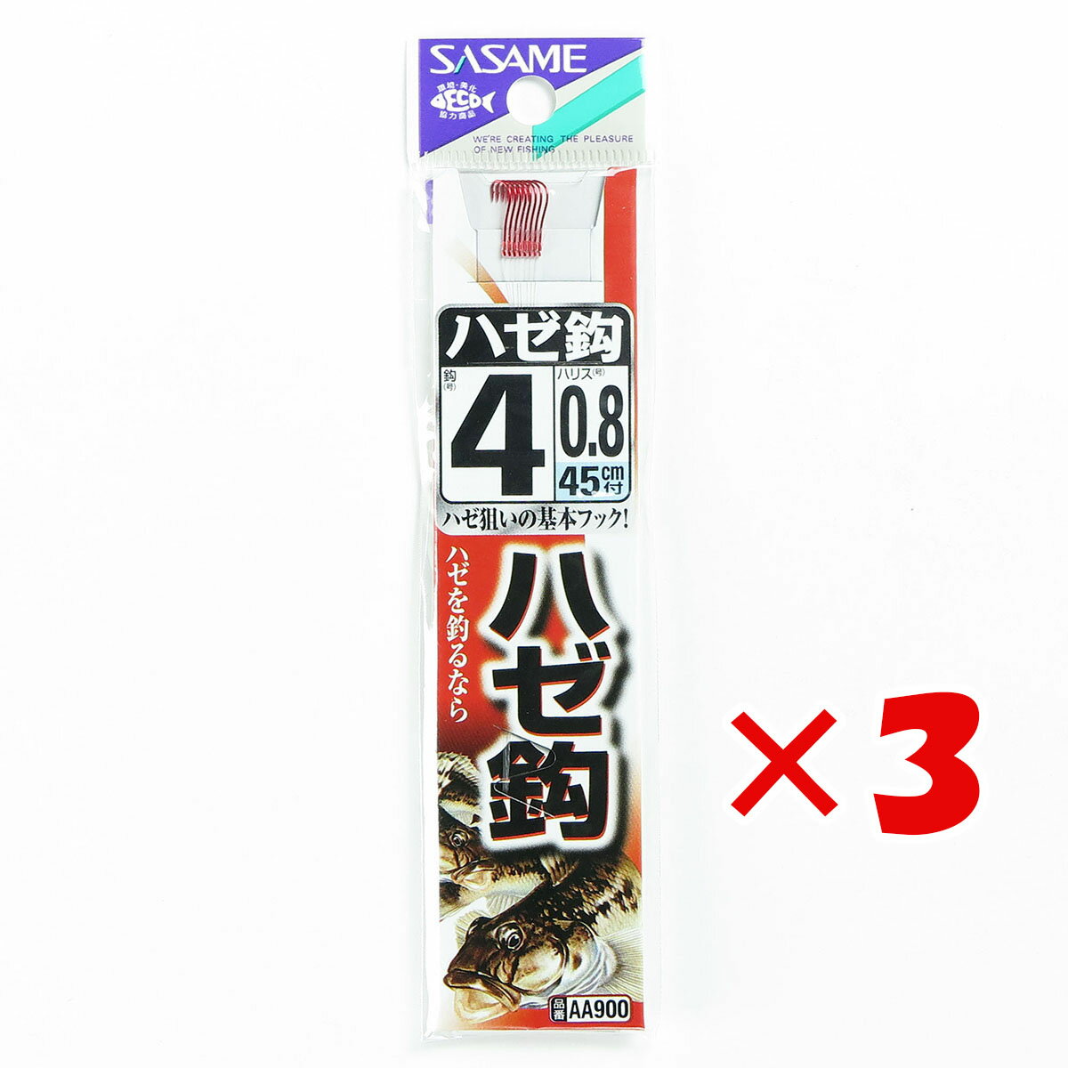 【 まとめ買い ×3個セット 】 「 釣り 針 SASAME ささめ針 ハゼ 針 赤 糸付 針:4 ハリス:0.8 」 【 楽天 月間MVP & 月間優良ショップ ダブル受賞店 】 釣具 釣り具 釣り用品