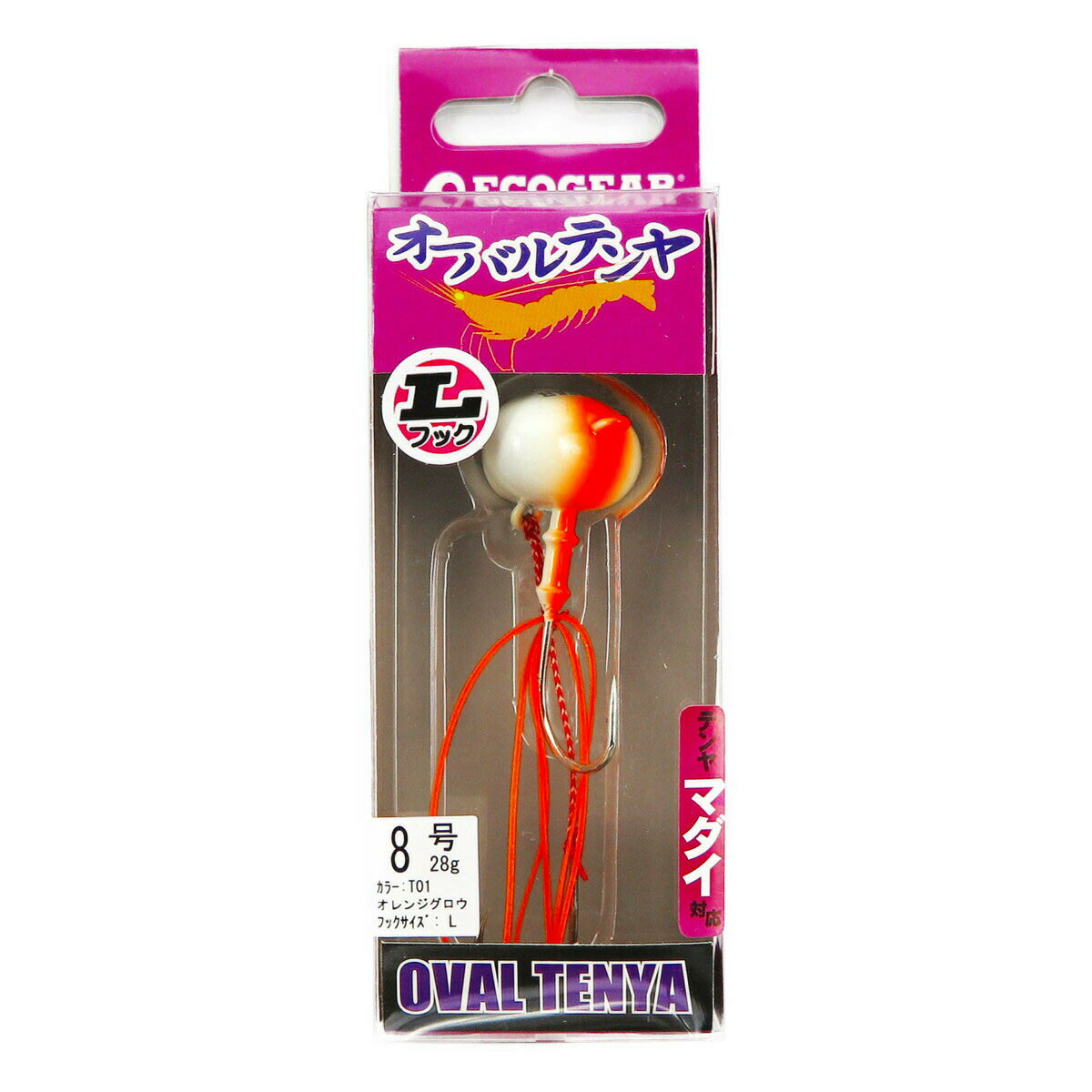 「 テンヤ エコギア Ecogear オーバルテンヤ 8号 T01 オレンジグロウ フックサイズL 」 【 送料無料 】 【 楽天 月間MVP & 月間優良ショ...