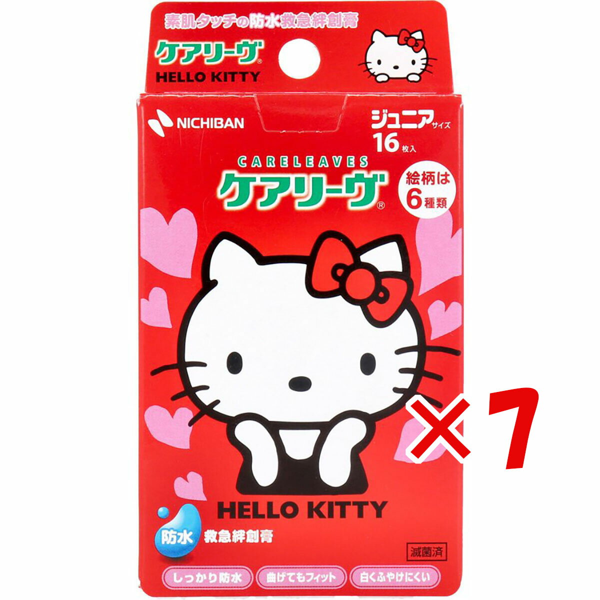 【 まとめ買い ×7個セット 】 「 ケアリーヴ ハローキティ 防水タイプ ジュニアサイズ 16枚 CLB16KT 」 【 送料無料 】 【 楽天 月間MVP ...