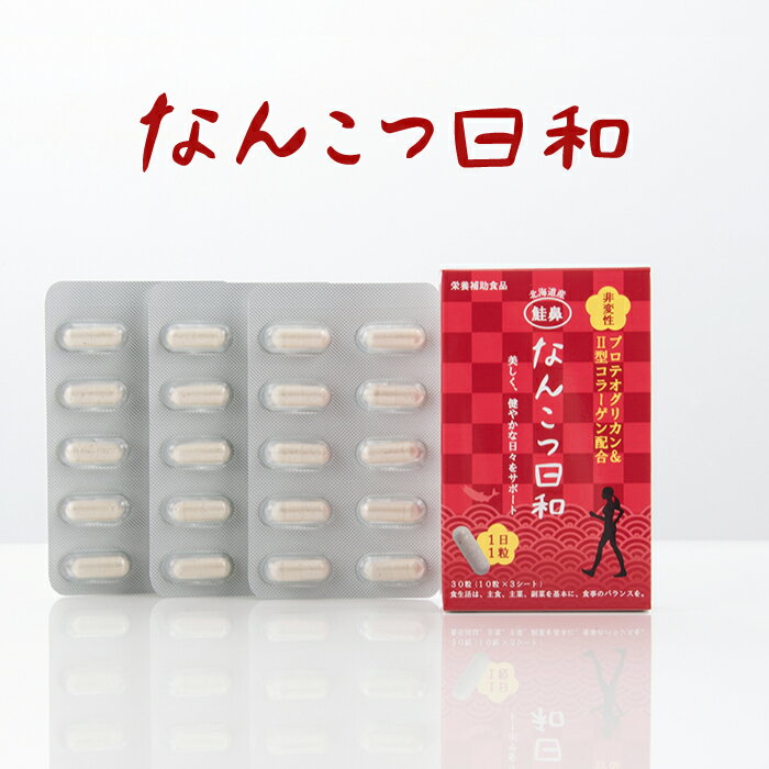 1日1粒 なんこつ日和 30粒 非変性 プロテオグリカン 10mg 非変性2型 コラーゲン 国産 日本製　鮭鼻軟骨 関節痛 腰痛 膝痛 美肌 サプリメント 母の日 父の日 健康食品 非変性プロテオグリカン まとめ買いでお得