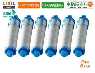 LIXIL,INAX,JF-21-S,オールインワン浄水栓用カートリッジ6個入り,2年分セット(5物質除去,高塩素除去タイプ,JF-2450SX系/JF-6450SX系用)JF-21-S