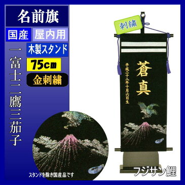 名前旗 フジサン 室内飾り 中 一富士二鷹三茄子 金刺繍名前生年月日入れ代込み 140996023