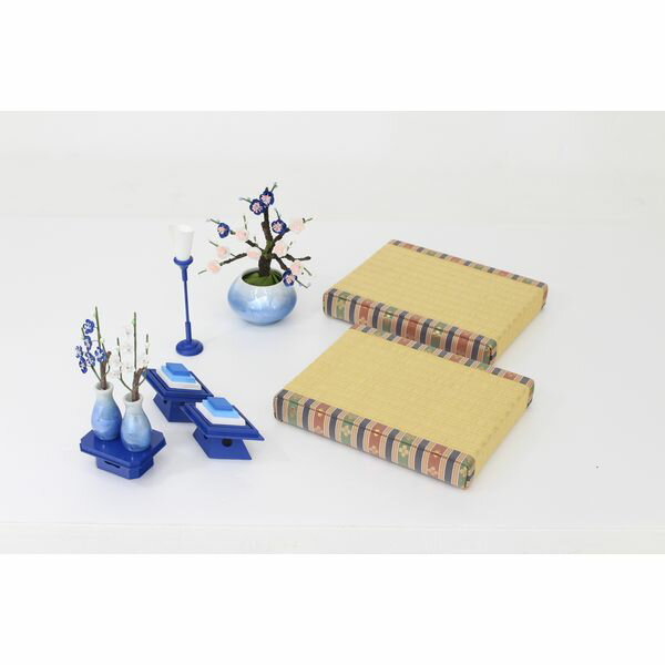 ひな人形 きよら オプション 道具 青 スカイブルー 須恵の彩銀彩青 小三五畳玉台 花鉢銀彩青 小三五油灯青 132458804