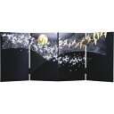 屏風 10号二曲一双 三月屏風二曲一双黒サテン金彩群鶴 幅18cm ×高さ30cm ×奥行18cm 168464