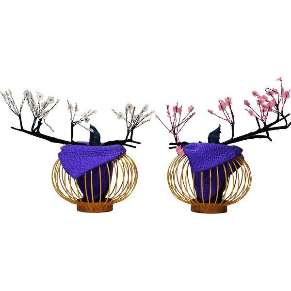 ひな人形 ひな道具 単品 部品 売り 花 桜橘 16cm 紅白梅 花かご 紫 158977
