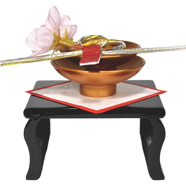 雛人形用 杯セット 中 黒塗 桜花付 170313