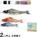 鯉のぼり 村上 こいのぼりセット 大空悠々 2m STホームセット 翔龍吹 撥水加工 265057704