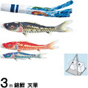 鯉のぼり 錦鯉 庭園スタンド 天華 3m3匹 天華滝のぼり吹流し 撥水加工 139600492