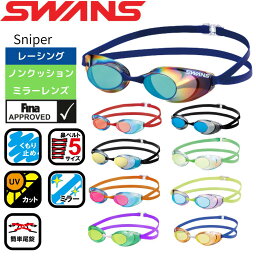 水泳 ゴーグル 大人 レーシング SWANS スワンズ Sniper ノンクッション ミラー FINAマークあり FINA承認 SR-10M