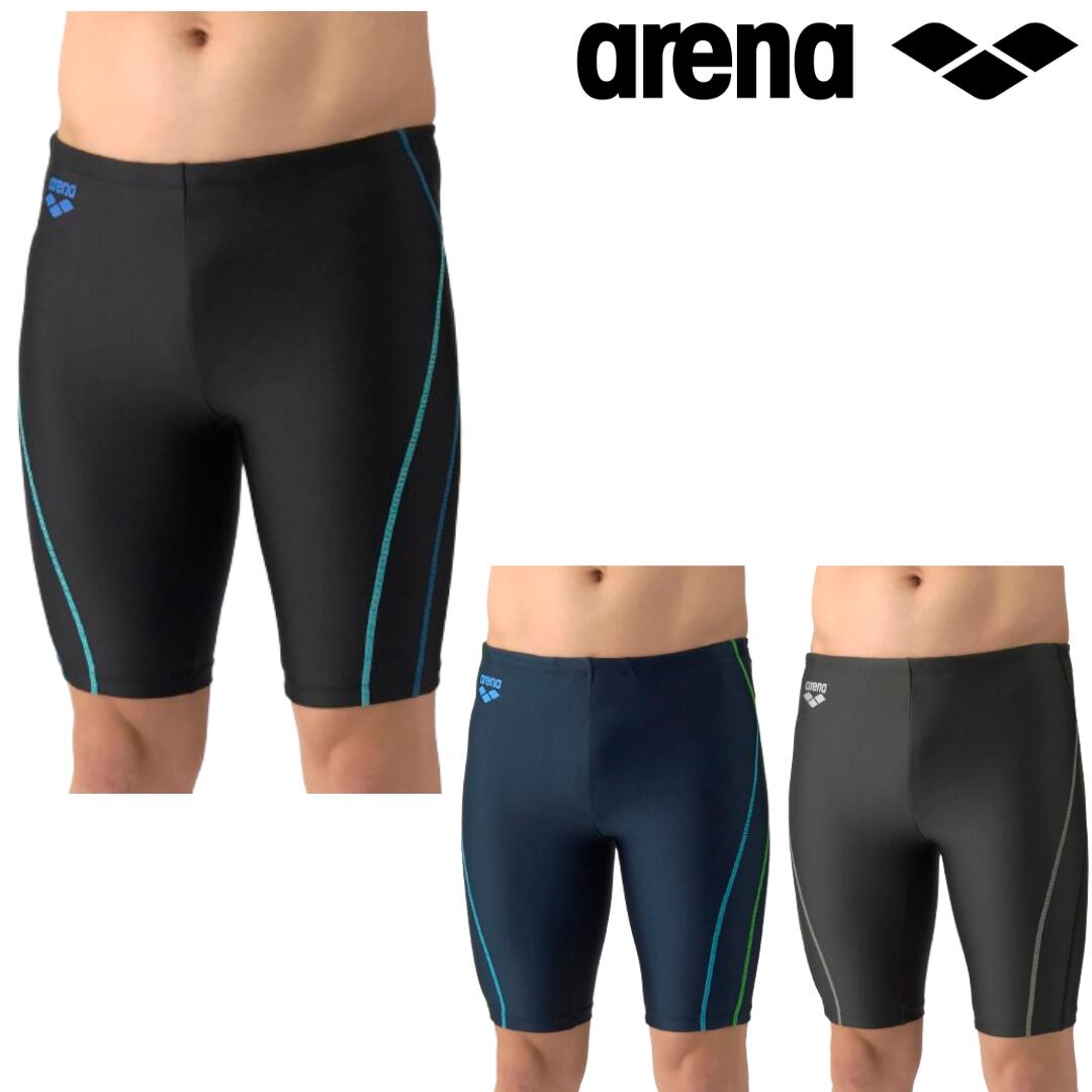 乐天商城 - ★マラソン連動セール★フィットネス水着 メンズ 2026年春夏モデル arena アリーナ メンズ 水着 フィットネススパッツ ハーフレッグ インナー付き AS6SWF66M ブラック