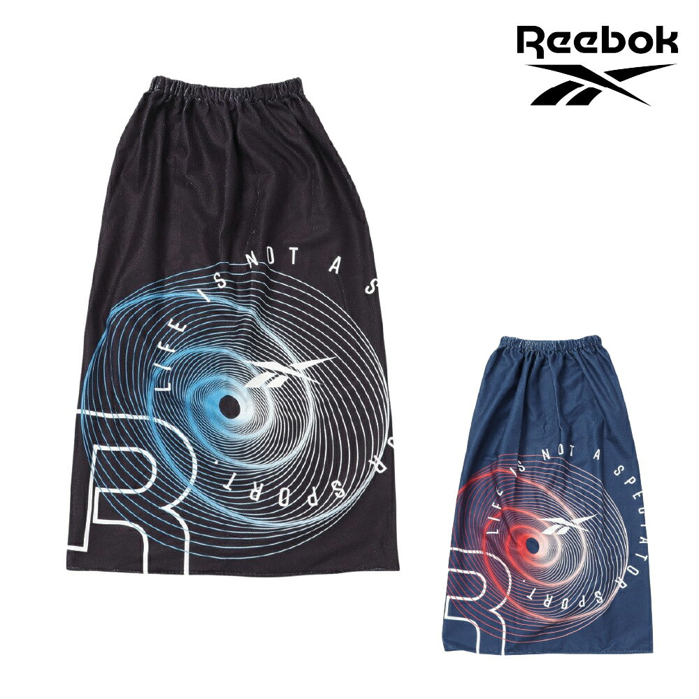 Reebok スイムタオル 水泳 マイクロファイバー 巻きタオル 黒 100cm丈 126405 ラップタオル