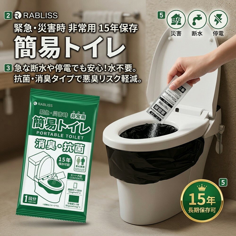 【企業防災・まとめ買い】個包装 非常用トイレ KO370 簡易トイレ 15年以上保存 汚物袋付き 防災セット 災害用 断水対策 地震対策 備蓄品 オフィス 工場 店舗 学校 施設 自治体 避難所 帰宅困難者対策 組立トイレ 送料無料 業務用 大量購入 suikashop-10002447 スイカ楽天市場店 パッケージ画像