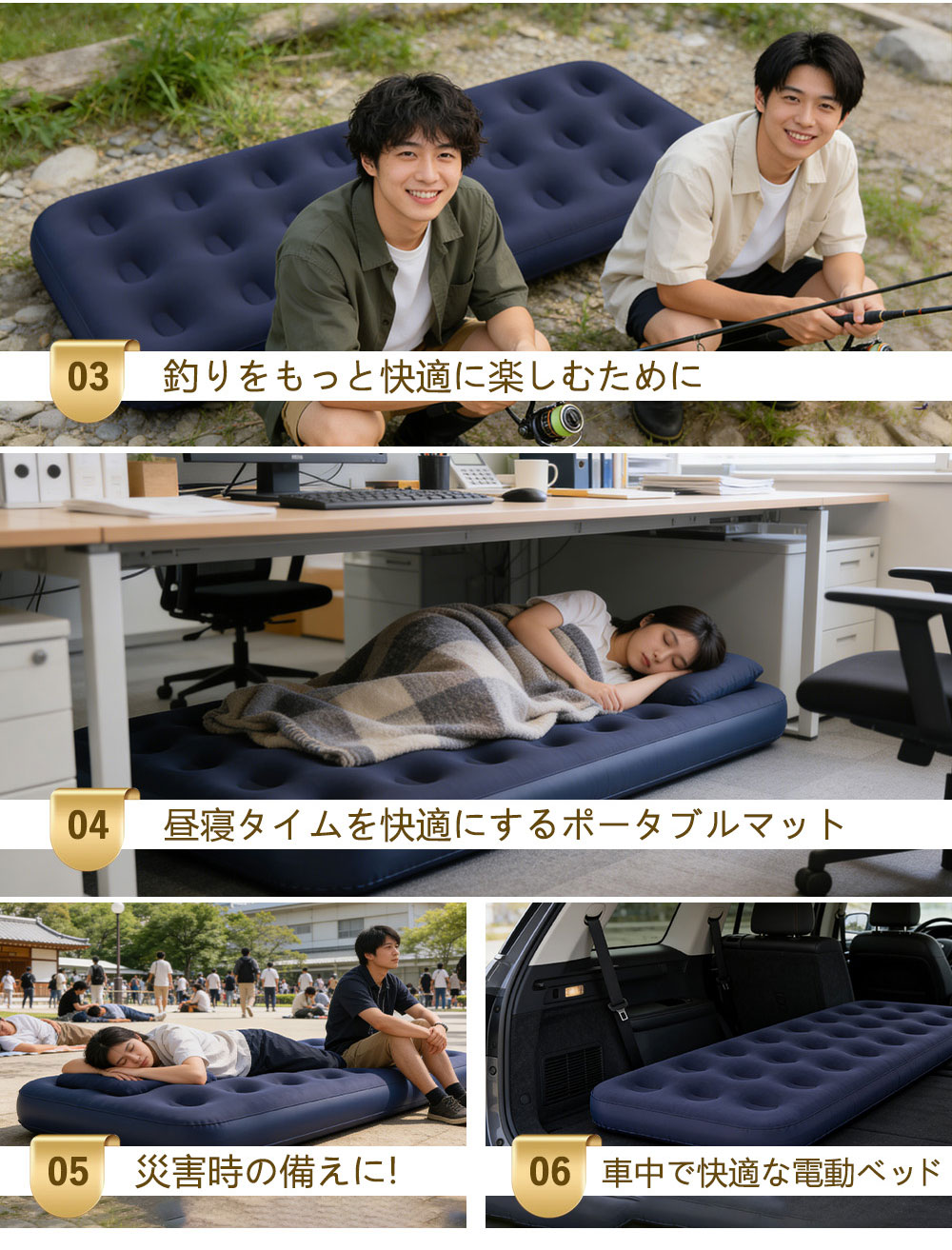 【2026年モデル】【送料無料】 [ブランド] アウトドア エアマット エアーベッド シングル 厚さ22cm 191×73cm 電源不... 3