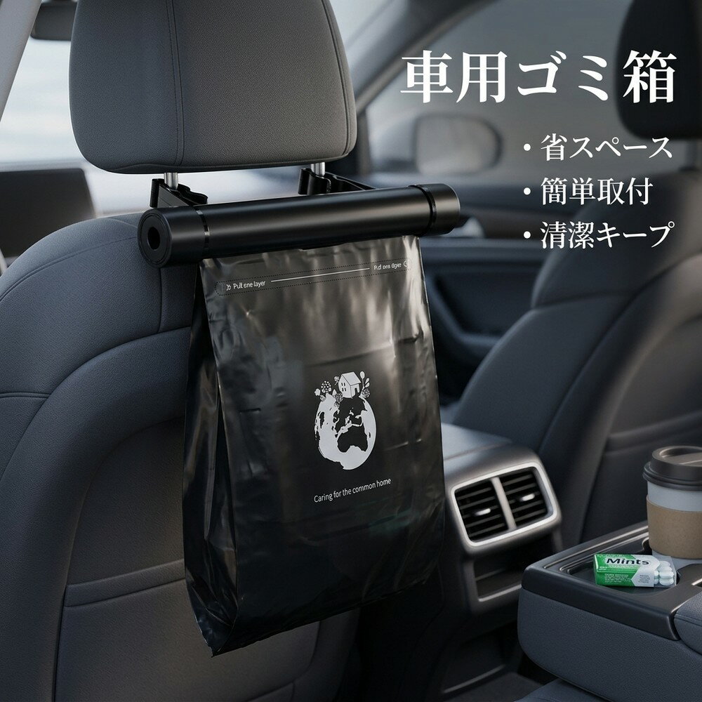 Rakuten - 【2026年モデル】車用ゴミ箱 ロール式 40枚ゴミ袋付き！車 ゴミ箱 吊り下げ 固定 助手席 倒れない 後部座席 コンパクト設計 車中泊 キャンプ アウトドア 車内収納