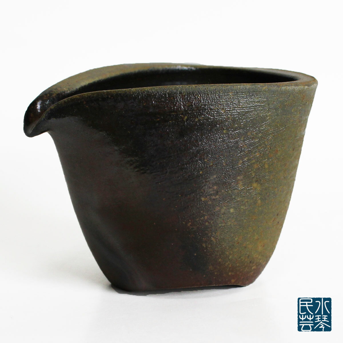 備前焼 桟切 酒注ぎ 森本直之 作 縦9.5cm×横12.5cm×高8.5cm 化粧箱入り さんぎり 酒器 徳利 ギフト 岡山県