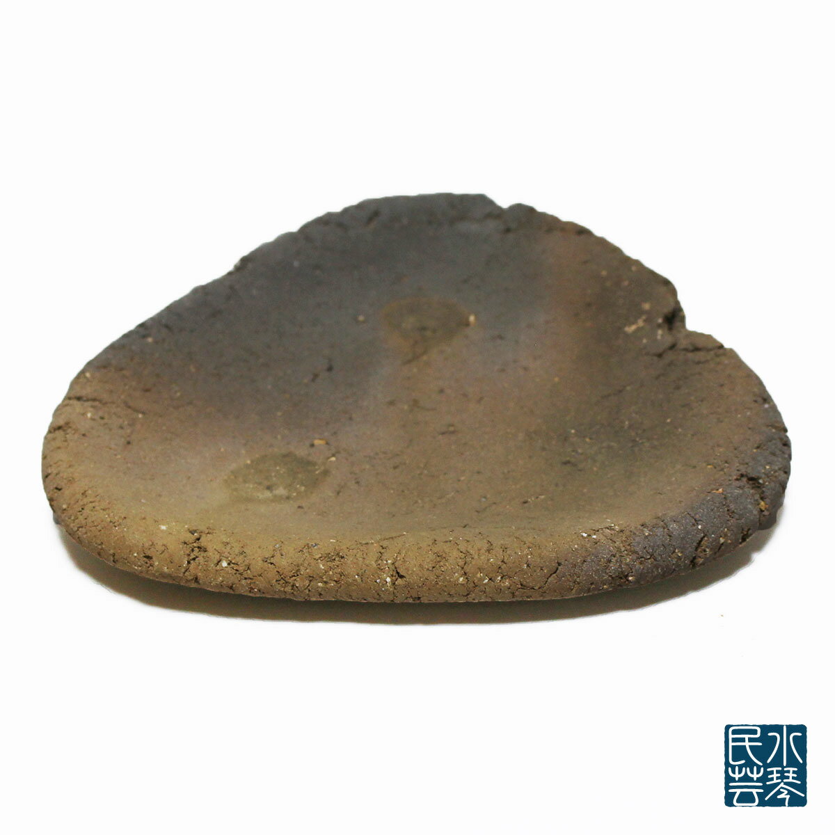 備前焼 伊部たたき三角皿 屋代剛右 作 径15cm×高2cm 化粧箱入り さんぎり 皿 ギフト 岡山県