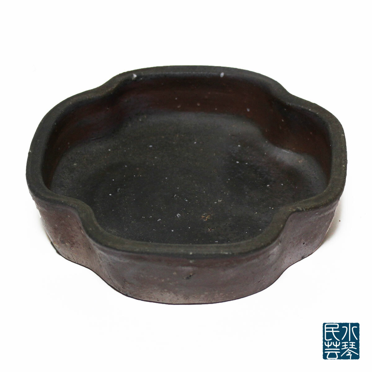 備前焼 桟切 伊部入角四方鉢 屋代剛右 作 径14cm×高3.5cm 化粧箱入り さんぎり小鉢 ギフト 岡山県
